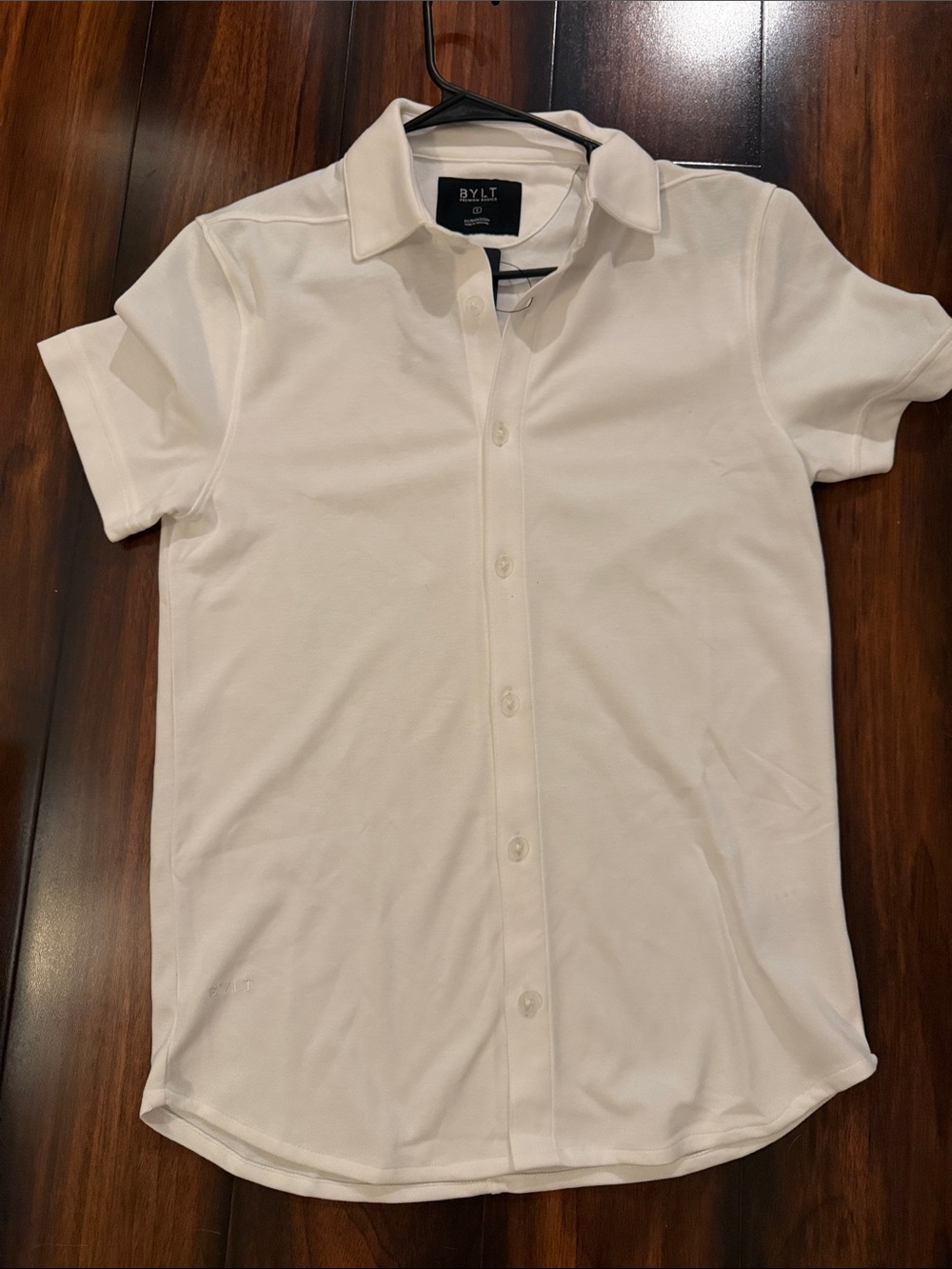 BYLT Basics White Short-Sleeve Button Polo